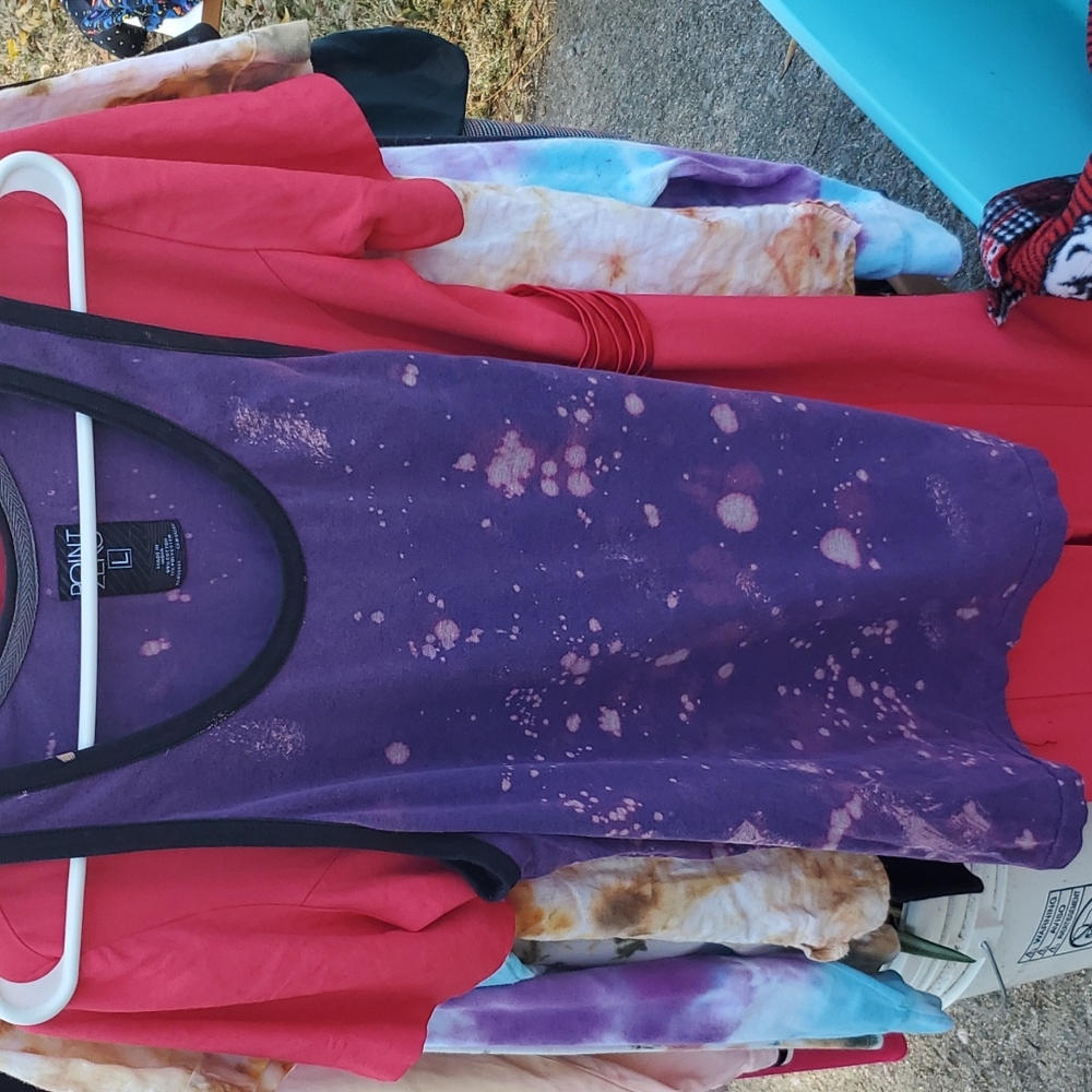 Bleach Dye Tank Top Purple L